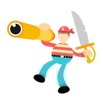 Pirate with a cannon vector