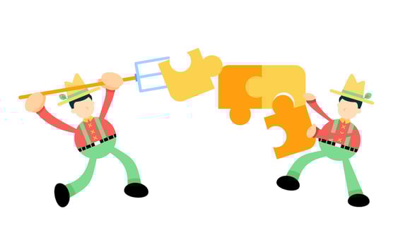 farmer man puzzle cartoon doodle flat design style vector illustration