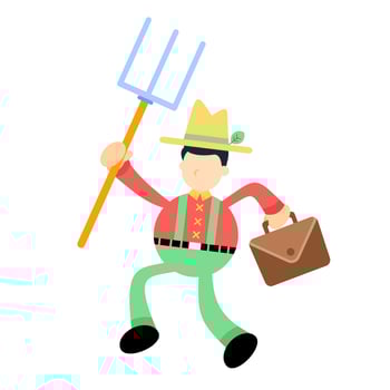 farmer businessman worker cartoon doodle flat design style vector illustration