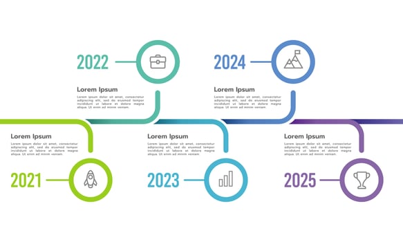 5-year infographic timeline design template. Milestone, Planning, and Roadmap. Vector illustration.