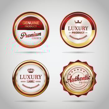 Luxury golden red badges and labels. Retro vintage circle badge design vector