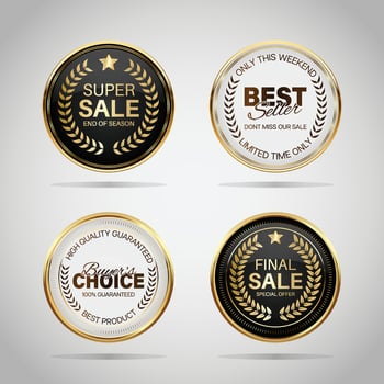 Luxury golden badges and labels. Retro vintage circle badge design vector