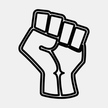 Icon raised hand with clenched. Palestine elements. Icons in line style. Good for prints, posters, logo, infographics, etc. vector