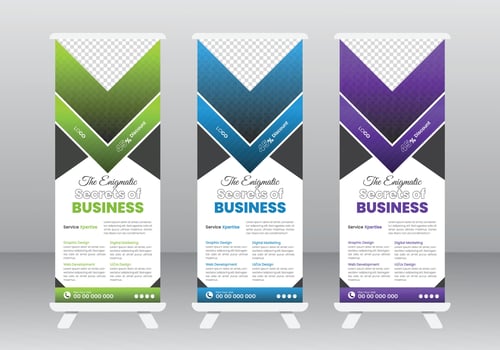 Corporate Roll Up Banner Design Template, Modern Pull Up Banner Design Template, Modern Corporate Business Roll-Up Banner Design Template with multiple Color vector