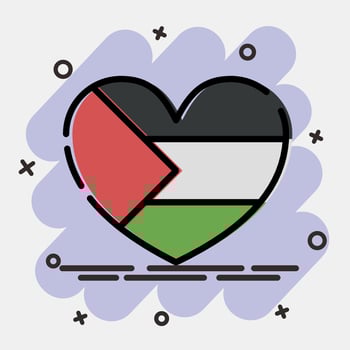 Icon heart shape palestine flag. Palestine elements. Icons in comic style. Good for prints, posters, logo, infographics, etc. vector