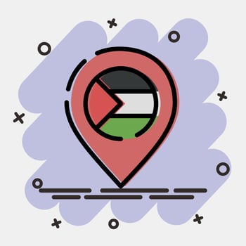 Icon palestine pin location. Palestine elements. Icons in comic style. Good for prints, posters, logo, infographics, etc. vector