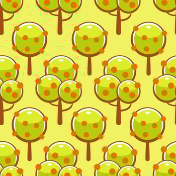 Vector pattern with trees in a cute cartoon style.