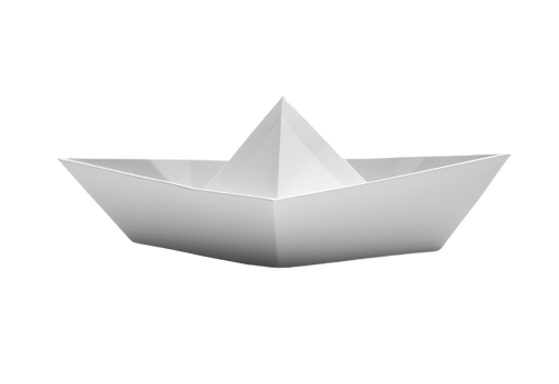Origami white paper boat isolated on transparent background png