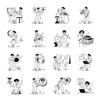 Bundle of Manager Planning Glyph Illustrations vector
