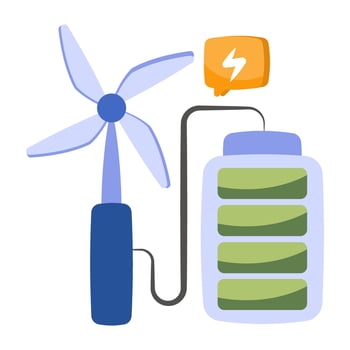 An icon design of wind turbine battery vector