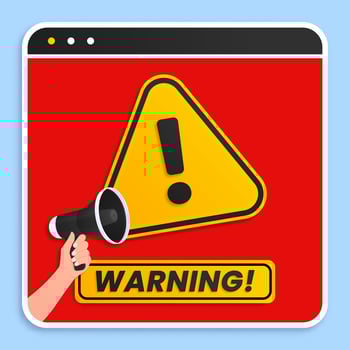 Danger warning pop up sign banner concept with megaphone vector