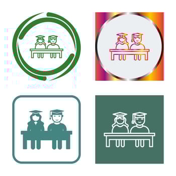 Unique Students Sitting Vector Icon