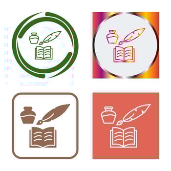 Unique Quill and Book Vector Icon
