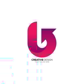Letter B with arrow shape modern colorful abstract creative shapes alphabet logo vector