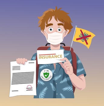 illustration of tourist with insurance documents vector