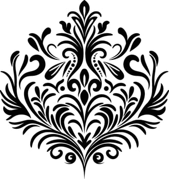 Vintage damask baroque ornament with floral retro antique style. Isolated element for wedding decoration. vector