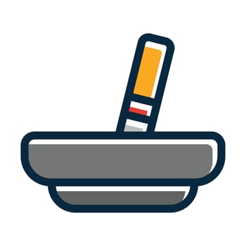 Ashtray Vector Thick Line Filled Dark Colors