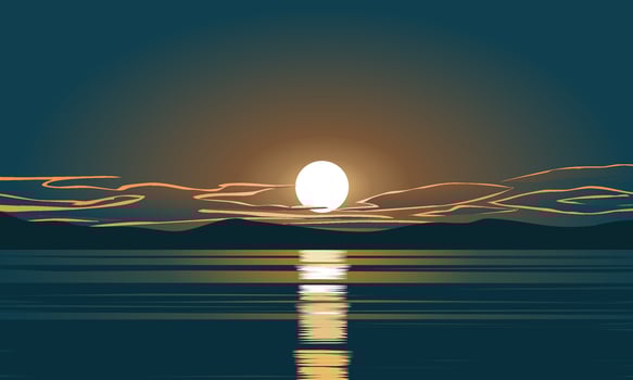 Sunset over the sea. Vector illustration
