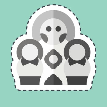 Sticker line cut Matryoshka Doll. related to Russia symbol. simple design editable. simple illustration vector