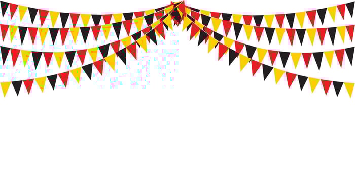 Bunting Hanging Red Black and Yellow Flag Triangles Banner Background. Bunting flags for celebration, party, fair, market, sale, nations. German, Deutschland concepts. vector