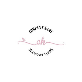 CH Initial logo monogram butterfly handwriting signature vector