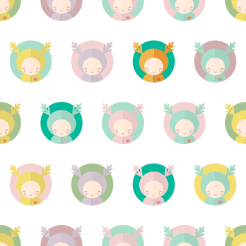 Cute seamless pattern with children dressed as reindeer, festive carnival theme, flat illustration png
