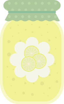 Jar of jam or juice with lemon slices label, object, icon in flat style png