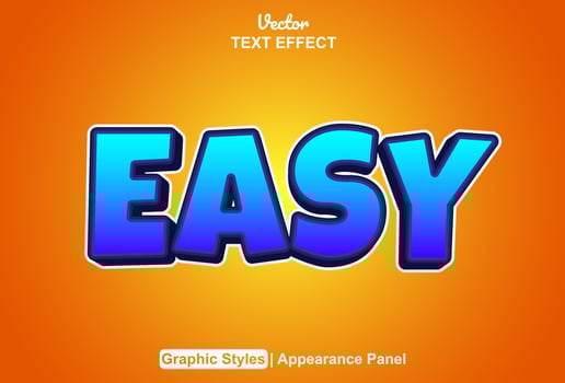 easy text effect with blue graphic style and editable. vector