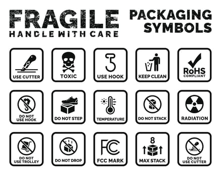 Packaging symbols set icon vector
