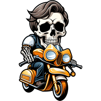 Skeleton riding motorbike shirt design. AI Generative png