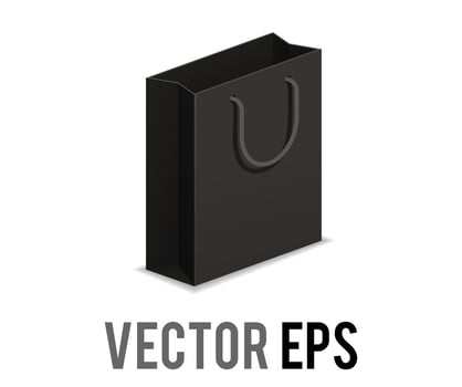 Vector black paper retail product string shopping gift bag icon with handle