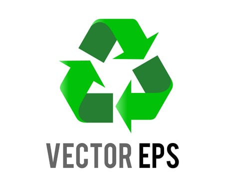 Vector green universal recycling symbol icon, three arrows pointing clockwise in a triangular formation