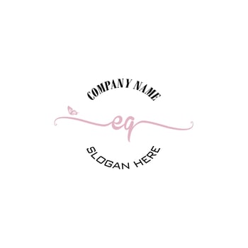 EQ Initial logo monogram butterfly handwriting signature vector