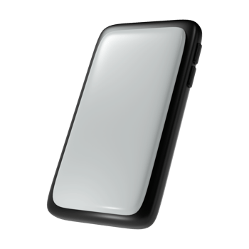 3D Render Black Smartphone icon mockup with blank white screen on white background illustration. Cute element for present, birthday or banner png