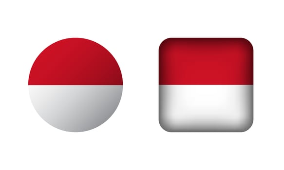 Flat Square and Circle Indonesia National Flag Icons vector