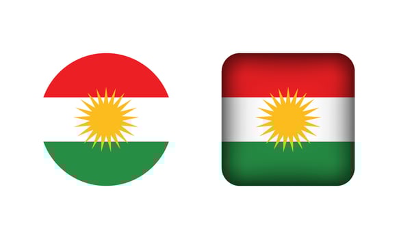 Flat Square and Circle Iraqi Kurdistan Flag Icons vector