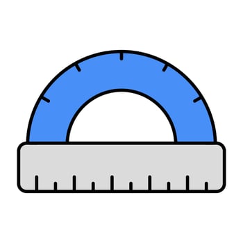 A linear design icon of protractor scale vector