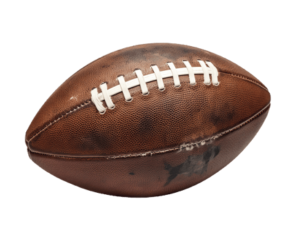 Old american football egg ball isolated on transparent background png