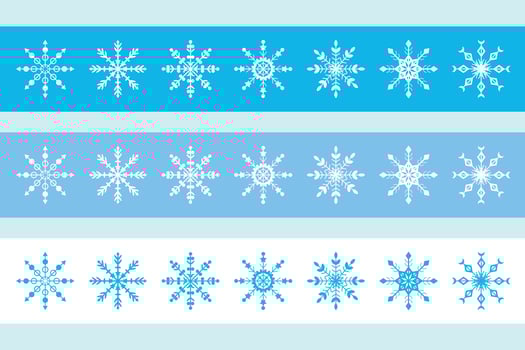Collection of snowflakes on ribbons. New Year and Christmas design. vector