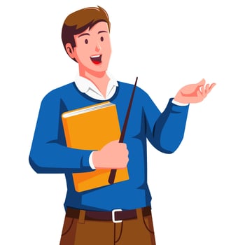male teacher carrying books vector