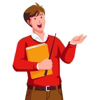 male teacher carrying books vector