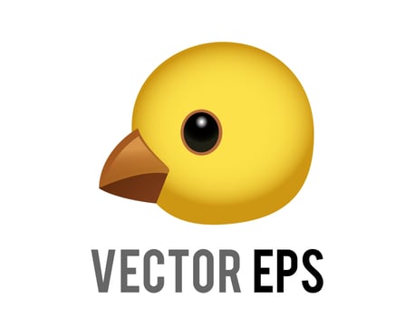 Vector head of yellow baby chicken, chick eye and orange month in side view