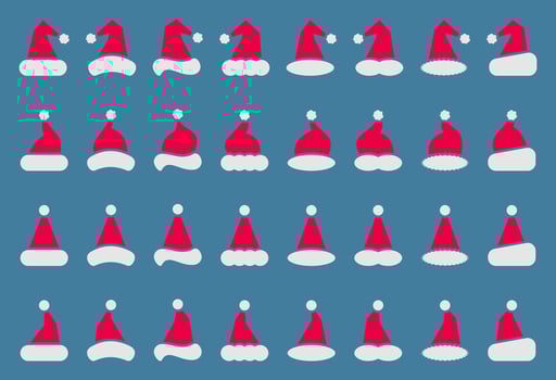 santa or christmas hat icon set. simple vector for Christmas holiday ornament designs such as greeting cards, banners, flyers, social media.