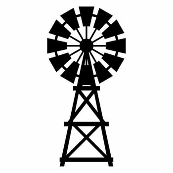 Windmill silhouette vector. Rural building silhouette can be used as icon, symbol or sign. Windmill icon vector for design of farm, village or countryside