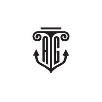 AG pillar and anchor ocean initial logo concept vector