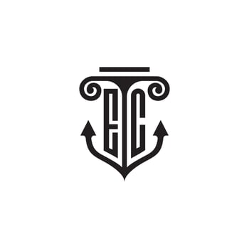EC pillar and anchor ocean initial logo concept vector