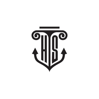 HS pillar and anchor ocean initial logo concept vector