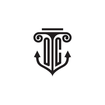 OC pillar and anchor ocean initial logo concept vector