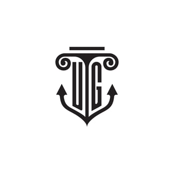 UG pillar and anchor ocean initial logo concept vector