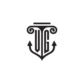VG pillar and anchor ocean initial logo concept vector
